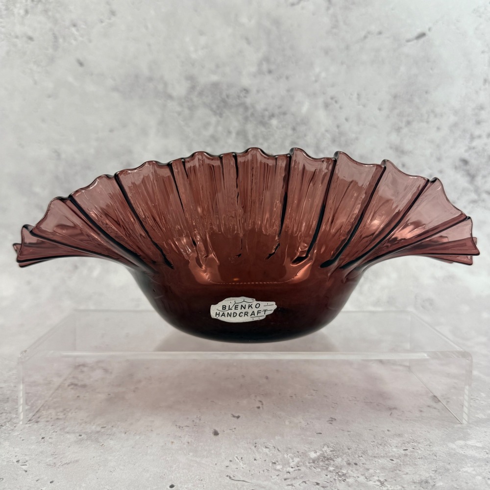 Blenko 5428 Amethyst Bowl‎ Wayne Husted Mid Century Foil Sticker
